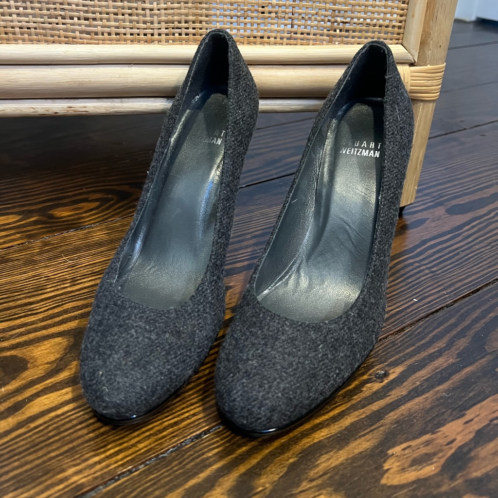 Stuart Weitzman Gray Felt Fabric Stiletto Heels Shoes Size 7 M